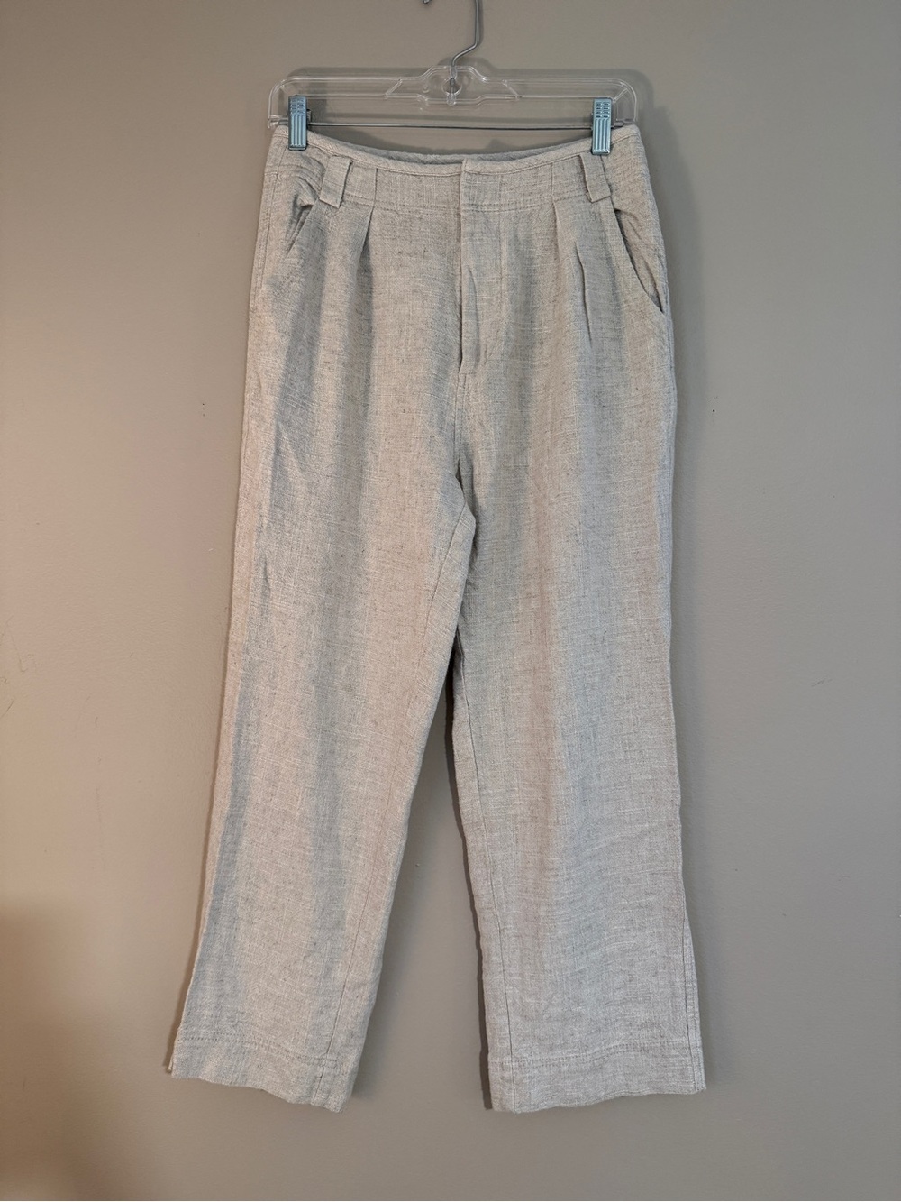 Free People Linen Blend Pleated Trousers Pants size 6 cropped